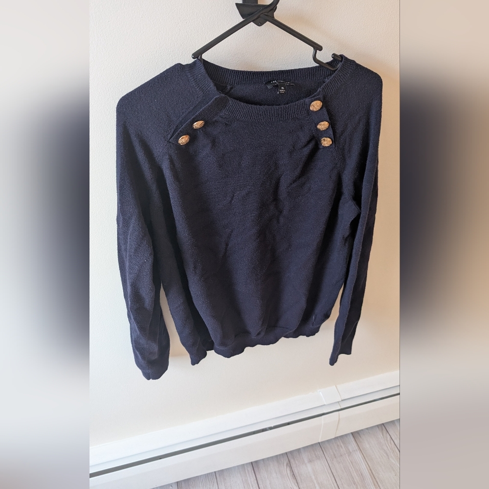 The Limited navy nautical gold button detail pullover sweater. Size XL
